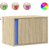 vidaXL Stenska nočna omarica z LED lučkami sonoma hrast | Shoptok.si