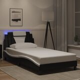 Maison Chic Posteljni okvir - Enojna postelja - Postelja za odrasle z LED lučkami črn bel 100x200 cm umetno usnje, (21695850) | Shoptok.si