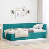 vidaXL Kutni okvir kreveta s uzglavljem Tirkizna 100 x 200 cm Baršun | shoptok.hr