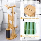 YORBAY bambusovo stojalo za WC papir s ščetko naravno | Shoptok.si