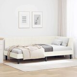 vidaXL Kutni okvir kreveta s uzglavljem Krema 100 x 200 cm Baršun | shoptok.hr