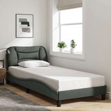 vidaXL Posteljni okvir z LED lučkami temno siv 90x200 cm tkanina | Shoptok.si