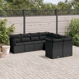 Maison Chic Seti vrtnega pohištva - Vrtna garnitura - Vrtni pohištvo set 8-delna z blazinami črn poli ratan, (21800163) | Shoptok.si