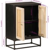  Komoda crna 55 x 30 x 76 cm od masivnog drva manga i željeza Slike