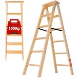 KADAX Lesena slikarska lestev, 6 stopnic, zložljiva lestev, dvostranska, (5000346730) | Shoptok.si