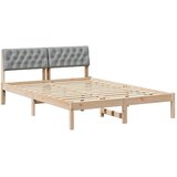  Okvir kreveta s uzglavljem Smeđa i svijetlo siva 140 x 200 cm | shoptok.hr