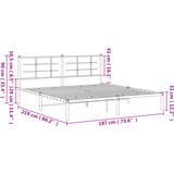  Metalni okvir za krevet s uzglavljem bijeli 183x213 cm | shoptok.hr