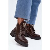 Boto Warm Lined Women's Ankle Boots with Golden Detail Chocolate Kavirae Cijene