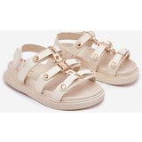 Boto Girls Sandals With Golden Detail Beige Lunessa | Shoptok.si