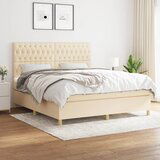  The Living Store Box spring postelja z vzmetnico krem 180x200 cm blago - Box Spring Postelja, (21499483) Cene