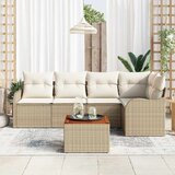  Sjedeća garnitura za vrt 6 kom. Bež i krema poliratan 232,5 x 122,5 x 69 cm | shoptok.hr