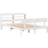 vidaXL Posteljni okvir z vzglavjem bel 140x200 cm trdna borovina, (21303527) | Shoptok.si