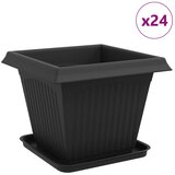  Saksije za biljke 24 pcs Crna 38 x 38 x 30 cm Plastika | shoptok.hr
