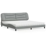 vidaXL Postelja z vzmetnico svetlo siva 200x200 cm blago | Shoptok.si