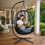  Viseća stolica jaje s jastucima Cocoon - crna | shoptok.hr
