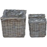  Saksija košarica s pohranom 3 pcs Siva Kubu Ratan - Siva | shoptok.hr