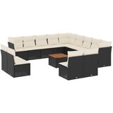  14-dijelni set vrtnih sofa s jastucima poliratan crni | shoptok.hr