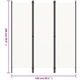 Sobna pregrada s 3 panela krem-bijela 150 x 180 cm | shoptok.hr