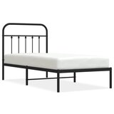 The Living Store Kovinski posteljni okvir z vzglavjem črn 90x200 cm - Posteljni Okvir, (21529940) | Shoptok.si