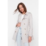 Trendyol Stone Belted Button Closure Fit Pattern Trench Coat | Shoptok.si