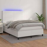  Box spring postelja z vzmetnico LED bela 140x200cm umetno usnje, (20901334) Cene