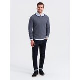 Ombre Men's knitted sweater with structured dots - navy blue | Eponuda.ba