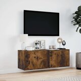 vidaXL Stenska TV omarica z LED lučkami dimljeni hrast 100x31x35 cm | Shoptok.si