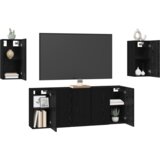  Set TV komoda s policom Zidne s pohranom s vratima 7 pcs Crni hrast 30.5 x 30 x 60 cm | shoptok.hr