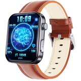 INF Pametna ura z merilnikom srčnega utripa, krvnega tlaka, kisika v krvi, pedometer Black and Brown Leather strap, (5000129890) | Shoptok.si