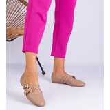 Gemre Beige eco-leather ballet flats adorned with buckles Emmarino | shoptok.hr
