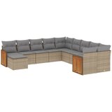 Maison Chic Seti vrtnega pohištva - Vrtna garnitura - Vrtni pohištvo set 11-delna z blazinami bež poli ratan, (21820128) | Shoptok.si