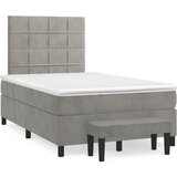 The Living Store Box spring postelja z vzmetnico svetlo siva 120x200 cm žamet - Box Spring Postelja, (21489337) | Shoptok.si