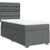 vidaXL Box spring postelja z vzmetnico temno siva 90x200 cm blago | Shoptok.si