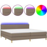  Krevet box spring s madracem LED smeđesivi 200x200 cm tkanina | shoptok.hr