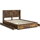  Krevetna konstrukcija s pohranom i uzglavljem Dimljeni hrast Smeđa 135 x 190 cm | shoptok.hr