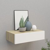 vidaXL Zidna polica s ladicom boja hrasta i bijela 40x23,5x10 cm MDF Cijene