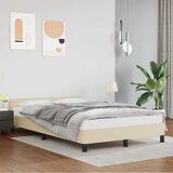 Maison Chic Posteljni okvir - Dvoposteljna postelja - Zakonska postelja z vzglavjem brez vzmetnice krem 120x200 cm, (21693664) | Shoptok.si
