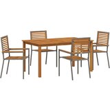  Vrtni set za objed 5 kom. Siva Čvrsto drvo akacije 150 x 90 x 74 cm | Shoptok.si