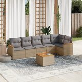  7-dijelni set vrtnih sofa s jastucima bež od poliratana | shoptok.hr