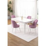 Hanah home trpezarijski set Pir, sto i 4 stolice, bela ploča, roze tkanina Babyface | Eponuda.com