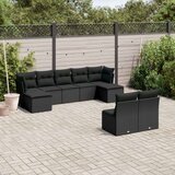 9-dijelni set vrtnih sofa s jastucima crni od poliratana Cijene