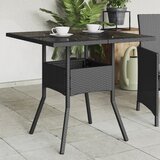  Vrtni stol sa staklenom pločom crni 80x80x75 cm od poliratana | shoptok.hr