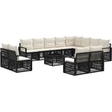 vidaXL Vrtna sedežna garnitura 13 pcs Črna poli ratan, (5000269540) | Shoptok.si