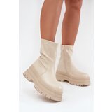 Boto Boots On Massive Platform Eco Leather Beige Kylira Cijene