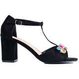 GOODIN Suede women's post sandals with Shelvt crystals black | Eponuda.ba