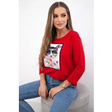 Kesi Blouse with cat graphics 3D red | Shoptok.si