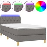 vidaXL Box spring postelja z vzmetnico LED temno siva 80x200 cm blago | Shoptok.si