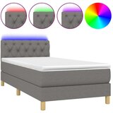 vidaXL Krevet box spring s madracem LED tamnosivi 80 x 200 cm tkanina | shoptok.hr