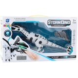  Robot dinosaur na baterije s pomičnim krilima, svjetlima, zvukom, bijeli | shoptok.hr
