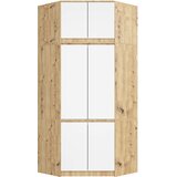 AKORD Kotna Garderobna Omara Z Nadgradnjo In 6 Vrata, Hrast Artisan/Bela, (5000331588) | Shoptok.si